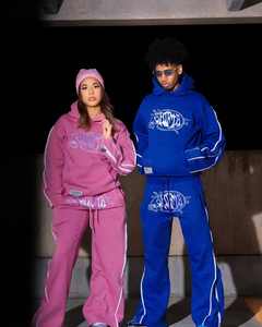 Conjunto de chándales y sudadera con capucha, ropa de calle de alta calidad de fabricante personalizado, con estampado de diamantes de imitación, lavado ácido - Product Image 4