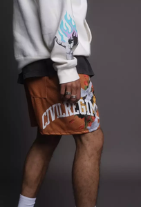 Pantalones cortos de malla para hombre con cordón de diseño personalizado con estampado de llama en sublimación, hechos de poliéster duradero - Product Image 4