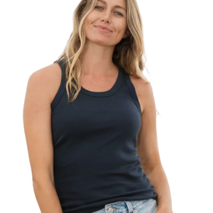 <b>Women</b> <b>Navy</b> Blue Sleeveless <b>Tank</b> <b>Top</b> 100 Luxury Organic Cotton Pre Shrunk GOTS Certified Premium Soft Comfortable Classic Fit Tee - Product Image 5