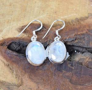 925 argent Sterling filles mode boucles d'oreilles goutte naturel à facettes arc-en-ciel pierre de lune pierre précieuse paire coupe arc-en-ciel pierre de lune pierre précieuse - Product Image 3