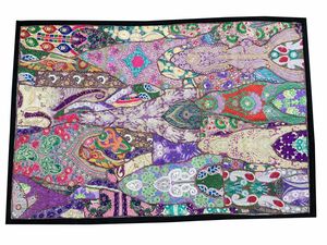 งานปักมือคุณภาพเยี่ยม งานปักดิ้นทองวินเทจ งานปะติดปะต่อแบบชาติพันธุ์ ของตกแต่งผนัง งานโบราณแบบราชสถาน - Product Image 5