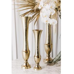 Vase à fleurs de finition en aluminium massif à texture or antique Vase à fleurs décoratif pour mariage et fête - Product Image 4