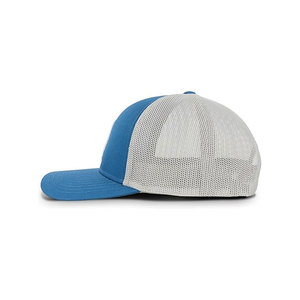 Chapeau de camionneur bleu uni à 5 panneaux en maille respirante avec logo brodé et impression personnalisée de qualité supérieure Casquette de camionneur en mousse réglable - Product Image 4