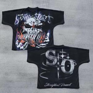 เสื้อยืดครอปสำหรับผู้ชายเสื้อยืดสไตล์สตรีทแวร์แขนสั้นลายสีพื้นใส่ได้ทั้งชายและหญิงพิมพ์ลายสกรีน - Product Image 1