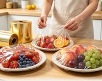 Film alimentaire en PVC de qualité alimentaire, finition champagne, pour emballage de détail haut de gamme, aliments frais et usage en cuisine