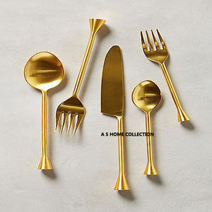 Stunning Gold Polished Stainless Steel Metal Cutlery Sets <b>Tabletop</b> Dinnerware Kitchen Restaurant Hotel Accessory - Product Image 1