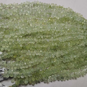Prehnite Faceted Green Beads 4x6mm to 7x9mm Loose <b>Drops</b> for Jewelry Projects - Product Image 1