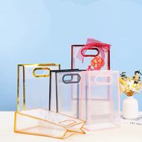 Sac en PP transparent givré MU Golden Flash avec poignée, pour emballage cosmétique, vêtements, cadeaux, shopping, mariage