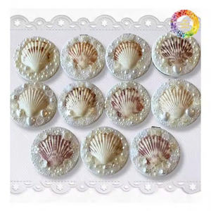 Vietnam Handmade Compact <b>Mirror</b> Mermaid Style with Shells Pearls and Ocean Lace - Product Image 6