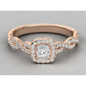 14K Gold Ladies Ring with <b>Round</b>/<b>Cushion</b> Cut Lab Grown Diamonds - Product Image 5