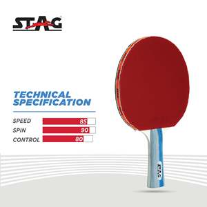 Raquette de tennis de table STAG Iconic Professional All Round, en bois et caoutchouc, avec picots longs, fond en fibre de carbone - Product Image 6