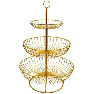 Corbeille de fruits finition dorée fil de fer stockage des aliments Style Unique fer métal finition dorée panier de fruits pour Table à manger - Product Image 4