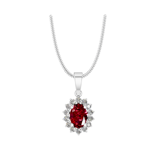 Collar con Colgante Ovalado de Halo de Rubí en Plata de Ley 925, Dije Personalizado de Moissanita VVS, Cadena de Rodio, Regalo de Lujo para Fiestas, OEM ODM - Product Image 1