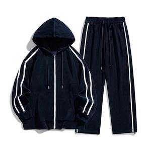Men's Outdoor Sports Two-Piece Set Large Corduroy Hoodie <b>with</b> <b>Cardigan</b> Casual Student Fleece for Winter for Couples - Product Image 4