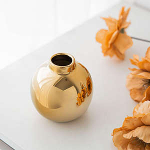 Elegant Round Metal Table Vase With Glossy Finish For Home Hotel Wedding Event <b>Shelf</b> Decor Centerpiece Interior Display Use Arts - Product Image 3