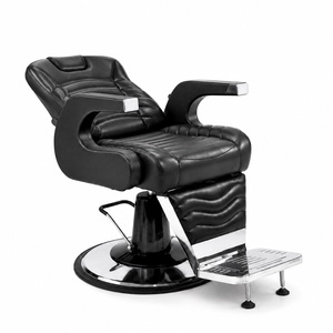 Chaise de barbier ergonomique inclinable hydraulique portable avec appui-tête réglable, hauteur réglable, en cuir PU écologique, professionnelle - Product Image 3