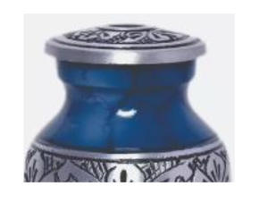 Recuerdo funerario de metal de primera calidad Recuerdo de metal Urnas de cremación Esmalte azul con banda de grabado Urnas de latón - Product Image 4