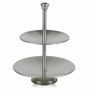 ชั้นวางเค้กโลหะ 3 ชั้น ดีไซน์สวยงาม สีเงินนิกเกิล ดีไซน์คลาสสิก ทำด้วยมือ รับสั่งทำ สำหรับใช้ตกแต่งบ้านและร้านอาหาร - Product Image 2