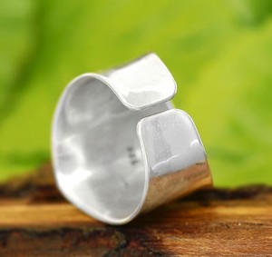 Tubo de banda ancha Anillo de plata esterlina 925 Brazalete bohemio grueso Anillo de banda ancha para mujer Joyería de declaración hecha a mano Precio a granel - Product Image 6