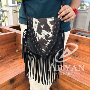 กระเป๋าสะพายข้างหนังแท้สไตล์ตะวันตกสำหรับผู้หญิงกระเป๋าหนังแท้ปักตะเข็บด้วยมือแบบสั่งทำ - Product Image 1