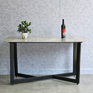Mesa de Comedor Rectangular de Estilo Minimalista de 140x80cm, con Cubierta de Cerámica de Alta Calidad y Patas de Hierro, Ensamblada, Extensible - BA164 - Product Image 3