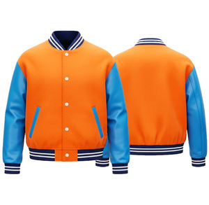 Veste universitaire unisexe de qualité supérieure, manches en cuir véritable, corps en laine, design réversible, fermeture à boutons sur le devant, veste d'hiver - Product Image 1