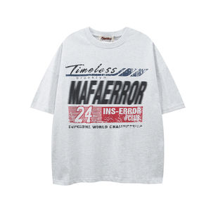 Camiseta Casual Holgada de Verano para Hombre, 100% Algodón, Antiarrugas, con Cuello en V, Manga Corta, Tejido Transpirable, Estampado en Serigrafía - Product Image 1