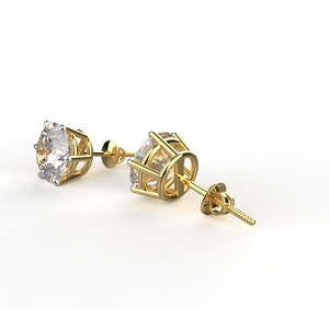 Boucles d'oreilles clous en moissanite Avarta Or Jaune 14K 3g 6.0ct D-VVS Clarté de couleur BIS HUID Marquées - Product Image 3