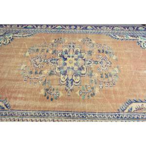 Classique marron noir 5.4 X 8.8ft fait à la main Style Tabriz tapis en laine turque rectangulaire Patchwork motif Latex pour salon - Product Image 5