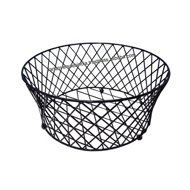 Eco friendly Hot Sale Large Round Metal Wire Storage Basket for Fruit Vegetables Bread Candy Household Items