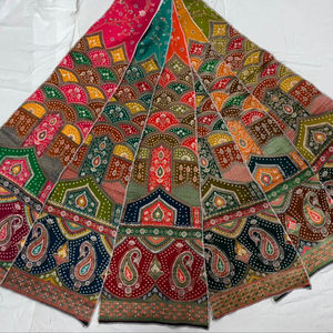 Design exclusif de qualité supérieure Pure Viscos Dola Jacquard Lehenga Kali Pogisan Print Robe pour femme brodée écologique tricotée - Product Image 6