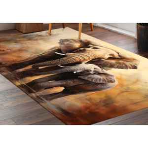 Alfombra de Elefante para Mamá y Bebé, Alfombras de Animales Salvajes, Alfombra Suave con Pelo Largo - Product Image 2