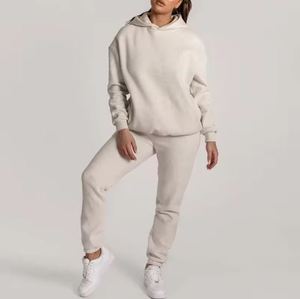 Conjunto de sudadera polar de 2 piezas para mujer personalizada de alta calidad Pantalones de joggers de moda con tops cortos de longitud - Product Image 5