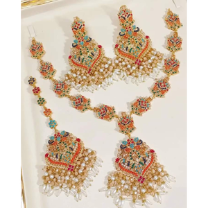 Bijoux de mariage, de fiançailles et de fête très vendus, plaqués or 18 carats, bijoux anciens faits à la main pour femmes, collier et boucles d'oreilles, bijoux de mariée - Product Image 6