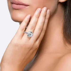 Anillo de Compromiso Vintage de Oro Blanco de 14k con Diamante Cultivado en Laboratorio de 3.0 CT con Halo Oculto, Certificado IGI, para Mujer, Tishya Diamond - Product Image 3