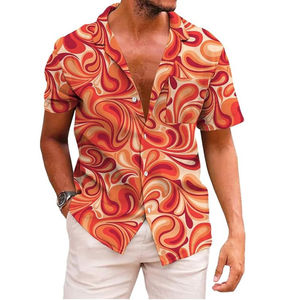 Camisa Hawaiana de Algodón para Hombre, Corte Holgado, Estampada, con Logotipo Personalizado, Color Anti-Pilling, Verano, Casual, Tejido de 180g, Manga Corta - Product Image 1
