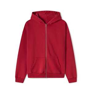 Sweat à capuche zippé pour homme, streetwear, 100% coton, unisexe, lavage vintage, logo personnalisé brodé, impression sérigraphique, style durable de la rue - Product Image 1