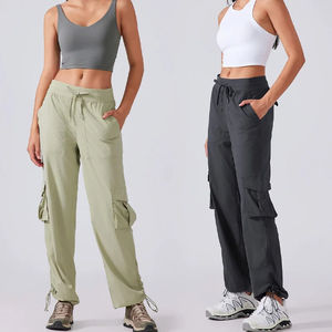 Pantalon de fitness léger à séchage rapide pour la course en plein air Taille moyenne Cargo à jambes larges Design décontracté avec multi-poches pour le printemps - Product Image 4