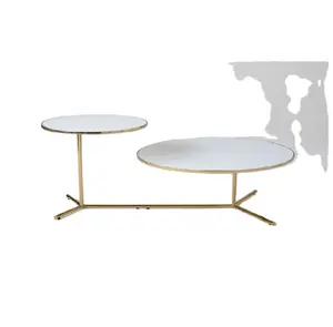 Set di tavolini da caffè di lusso soggiorno mobili in acciaio inossidabile tavolino rotondo in pietra con giunture