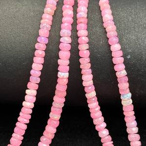 Perles d'opale éthiopienne rose naturel | Opales Rondelle à facettes multi-feu | Fil d'opale Welo 4-5mm pour la fabrication de bijoux - Product Image 2