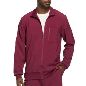 Nouveau style de blouses d'hôpital, uniformes d'infirmière, blouses ajustées pour hommes, blouses médicales en spandex, veste de travail de couleur bordeaux - Product Image 6