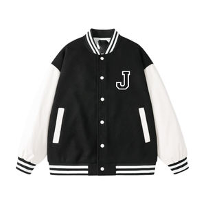 Nueva moda impresión personalizada Jaket Baseball Text J White Unisex Varsity Jacket - Product Image 3