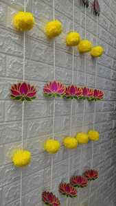 Guirlande artisanale en MDF avec perles de lotus et de marigold et cordons de clochettes, décoration de rideau de fenêtre, pour la décoration de porte d'intérieur, mariage et festival - Product Image 5