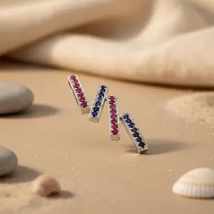 Colgante de Plata 925 con Rubí y Zafiro para Mujer, Diseño de Gota de Agua, Certificado GIA, Oro Blanco y Oro Rosa, Regalo de Joyería Perfecto - Product Image 3