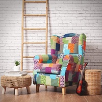 Luxus möbel Vintage-Stil Neuestes Design Polsters toff Mehrfarbige Patch-Arbeit Wingback Armchair Einsitzer-Sofa