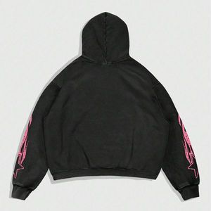 Sudadera con capucha extragrande con estampado personalizado de tendencia para hombre, sudadera informal de manga larga lavada con ácido y bordado 3D con hombros caídos - Product Image 2