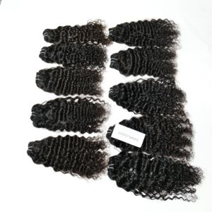 Extensions de cheveux humains de couleur naturelle indienne vierge crue faisceaux de machine à double trame de style naturel et vague profonde lâche - Product Image 2