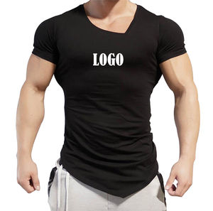 Camisetas atléticas de alta calidad, lisas, transpirables, ajustadas, de secado rápido, 100% de algodón para hombre, camisetas de manga corta impresas OEM - Product Image 6
