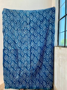 Main bloc Indigo Vintage Kantha Quilt, Quilt Kantha fait à la main, cousu à la main bohème Kantha jeter - Product Image 2