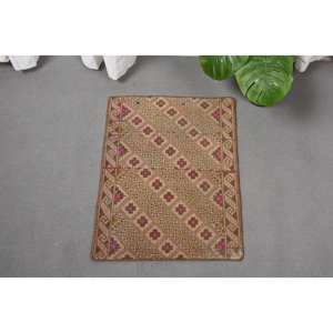 พรมขนสัตว์ตุรกีสีเบจ1.8 x 2.3ft คลาสสิกดีไซน์แบบเย็บปะติดปะต่อกันสำหรับเข้าห้องนั่งเล่นห้องนอนห้องโถงรูปสี่เหลี่ยมผืนผ้าทำจากน้ำยาง - Product Image 1